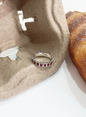 s925纯银韩国新款珐琅安可拉红色戒指女高级感小众设计爆款指环女