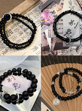 复古新中式蝴蝶结手链女高级感民族风如意锁小众手串编织手饰饰品