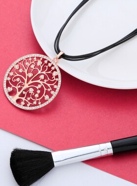 欧美畅销圆环大树生命之树吊坠项链轻奢宴会婚庆女百搭锁骨链