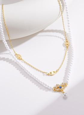 10套叠链 天然石串珠叠戴不规则项链 14K金时尚高级感锁骨链现货