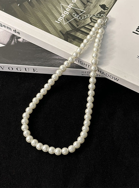 玻璃珍珠首饰套装女项链耳环手链三件套送妈妈礼物唯美婚纱照配饰