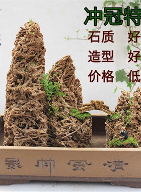 天然吸水石假盆景上水石组合观赏奇石原石空气加湿送礼