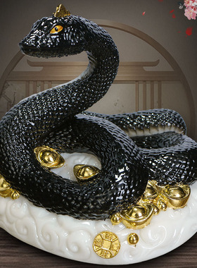 汉白玉蛇仙神像真身蛇玉石蟒仙生肖招财元宝蛇家居工艺品