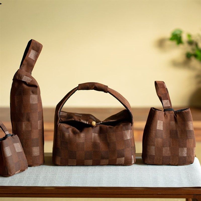 全手工香云纱编织格纹布袋中式保温杯袋茶壶袋旅行茶具茶布袋,淘宝优惠券,粉丝福利购,淘宝优惠卷