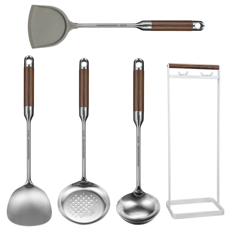 炊大皇铲勺套装花梨木柄加厚锅铲汤漏勺长柄烫带底座,淘宝优惠券,粉丝福利购,淘宝优惠卷