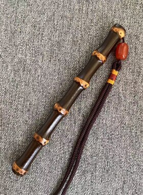 紫竹根手把件文玩实心竹玉竹把玩件鸡血紫竹藤竹编雕手工艺定