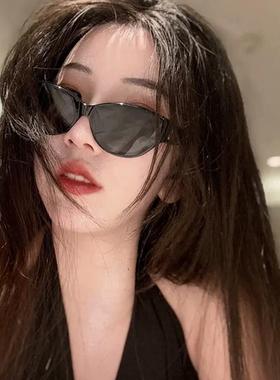 2024新款韩版椭圆形猫眼墨镜复古街拍港风辣妹眼镜女潮网红太阳镜