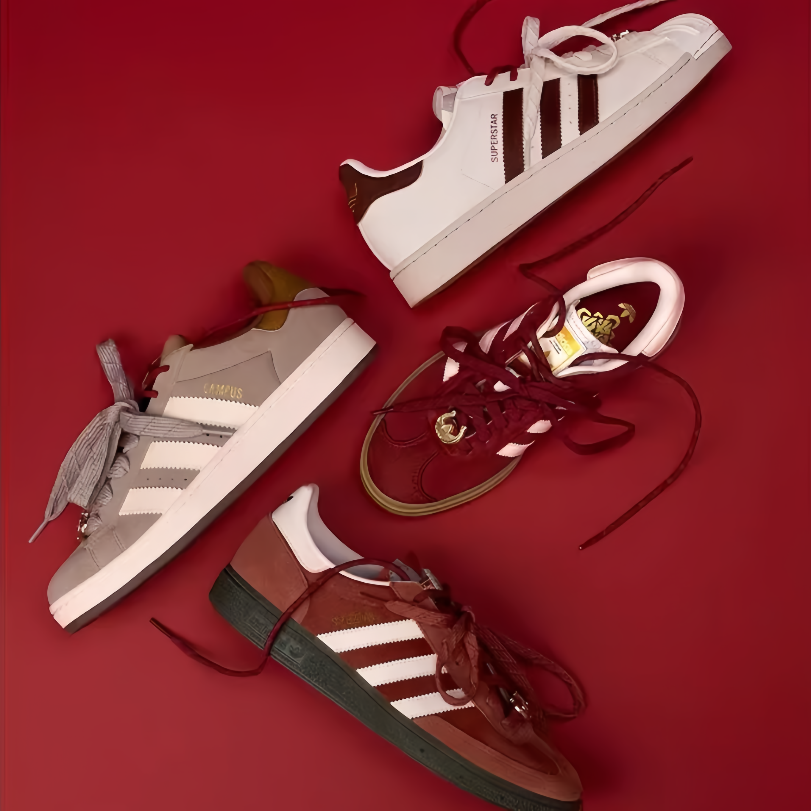 阿迪达斯官方三叶草T头鞋 GAZELLE 新年款红色板鞋德训鞋男鞋女鞋,淘宝优惠券,粉丝福利购,淘宝优惠卷