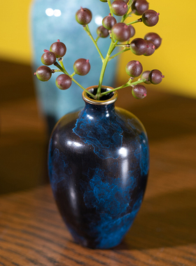 朱炳仁铜 平安喜乐彩铜花器插花花瓶家居装饰摆件创意花器