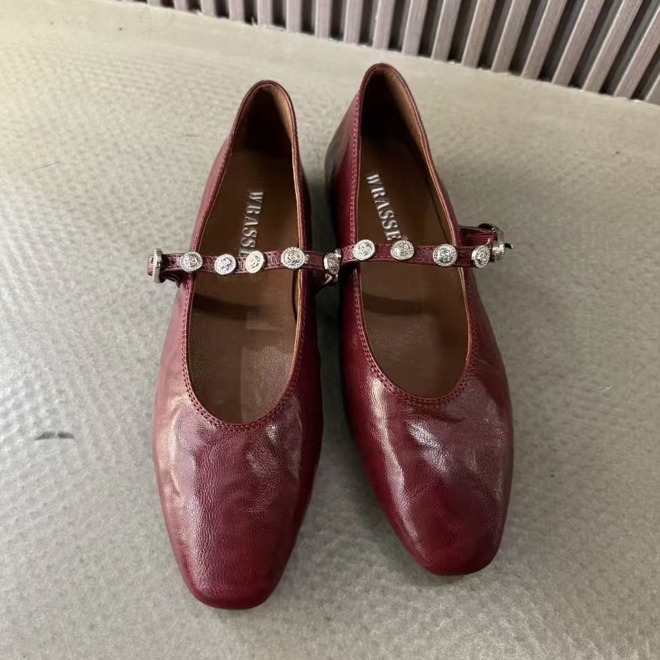 新款2025真皮复古风做旧系带羊皮平底玛丽珍鞋浅口单鞋经典款女鞋,淘宝优惠券,粉丝福利购,淘宝优惠卷