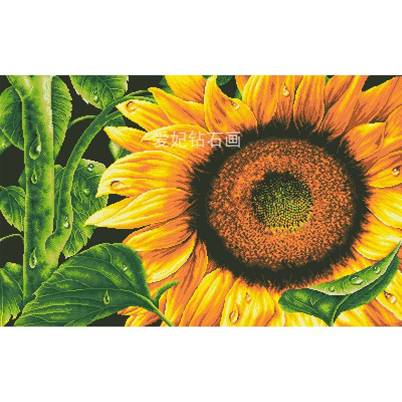 韩式餐厅卧室y方钻满钻钻石画一朵盛开的向日葵花朵贴钻十字绣,淘宝优惠券,粉丝福利购,淘宝优惠卷