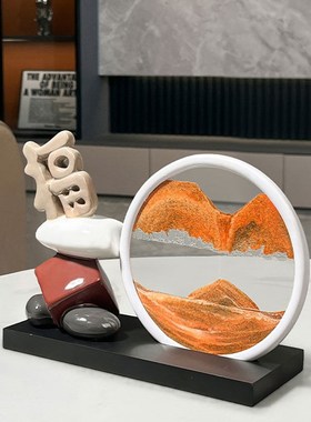 轻奢现代时来运转摆件流沙画客厅电视柜玄关软装饰品开业乔迁礼物