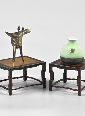 红酸枝镶黄杨木底座茶壶盆景玉器文玩精品红木雕底座托