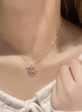 恋爱星球项链高级感粉钻小爱心脏少女ins风小众轻奢甜美闺蜜学生