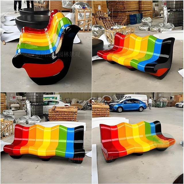 FRP seat special-shaped backrest chair outdoor street outside public leisure chair square long bench