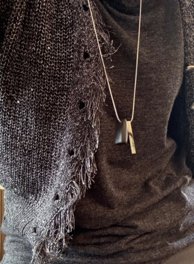吴昕同款复古不规则檀木金属吊坠项链百搭毛衣链小众设计时尚配饰