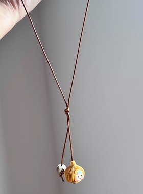 新中式蒜头娃娃挂件长款国风项链