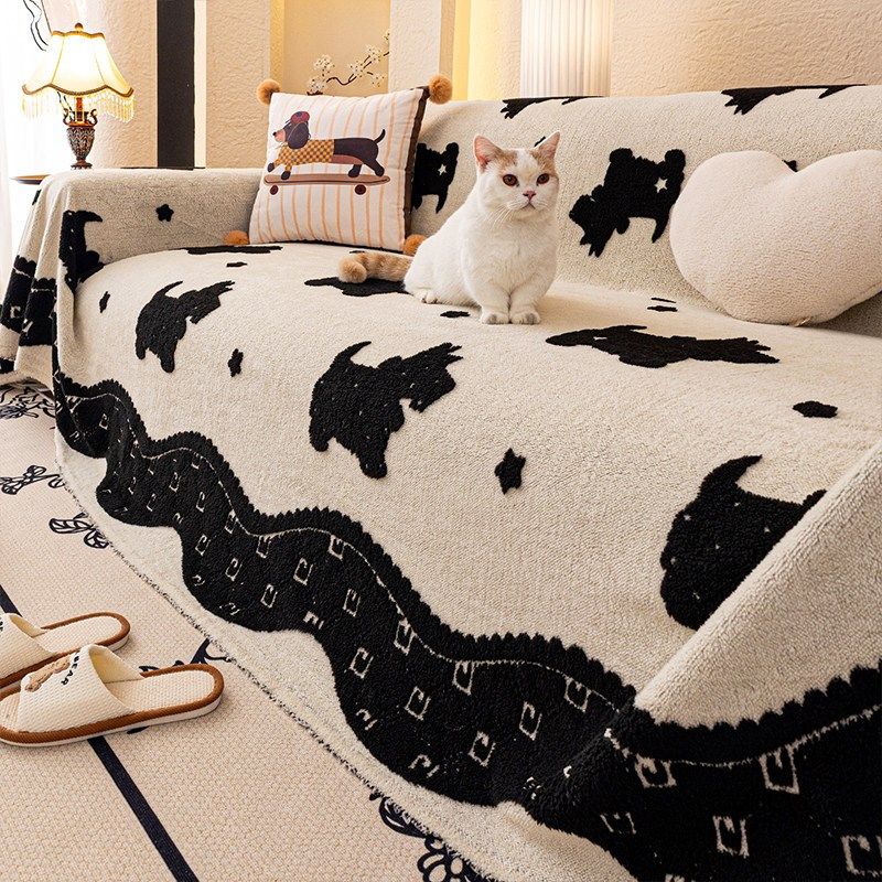 卡通防猫抓沙发巾2025新款冬季加厚毛绒套罩一整张高级感沙发盖布,淘宝优惠券,粉丝福利购,淘宝优惠卷