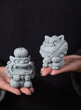 青砂文创国潮醒狮事业有成茶宠摆件家居办公室桌面鱼缸造景装饰品