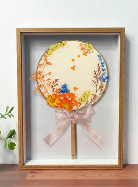 透明展示盒团扇展示架中空相框挂墙抽拉扇子画框收纳礼品防尘团扇
