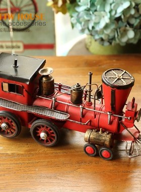 手工做旧风格 老掉牙仿旧铁艺火车头摆设 装饰品工艺品