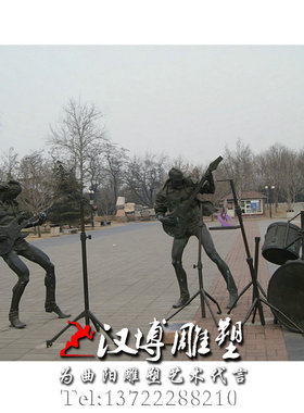 玻璃钢铜雕塑音乐主题雕塑摇滚音乐表演人物雕塑城市广场景观雕塑