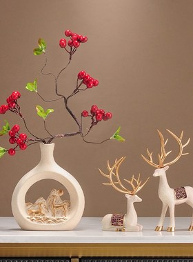 新中式陶瓷花瓶客厅插花入户玄关装饰品摆件茶桌电视柜高级感高档