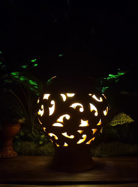 西双版纳手工柴烧傣陶 陶雕宫灯 东南亚小院客栈小区公园景观灯饰