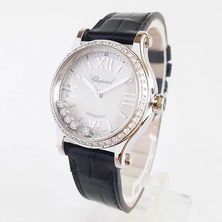 【自营】中古98新Chopard萧邦快乐钻系列女表白盘镶钻瑞士手表女 - 图1