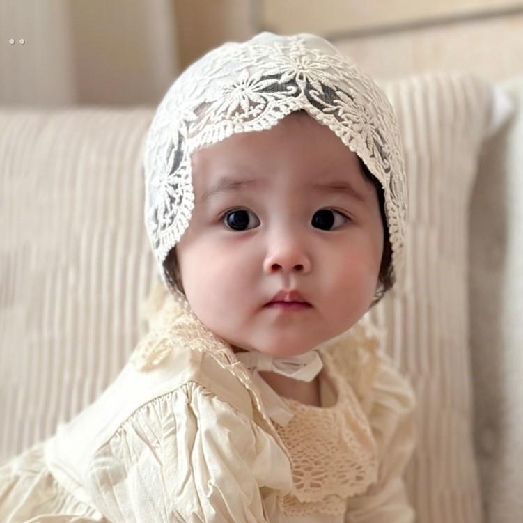 婴儿帽子春秋蕾丝花边公主外出婴幼儿遮阳帽女宝宝宫廷帽夏季薄款 - 图2