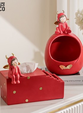 创意女孩纸巾盒家居客厅电视酒柜装饰品玄关室摆设