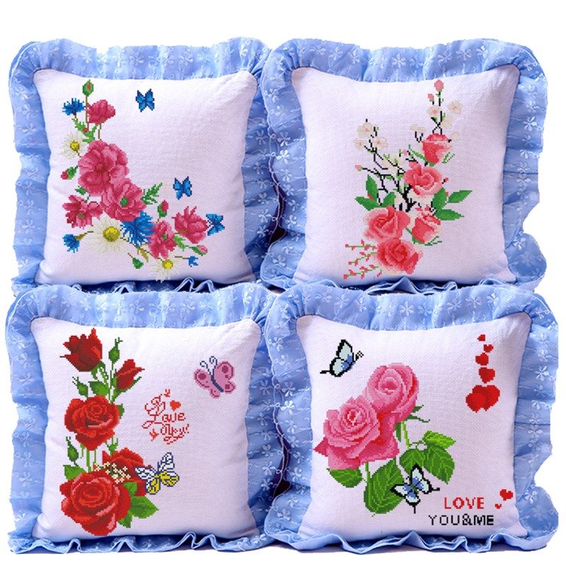十字绣抱枕四季花草枕套沙发靠枕汽车靠垫送情侣同新花礼物,淘宝优惠券,粉丝福利购,淘宝优惠卷