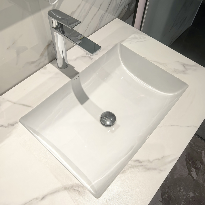 TOTO台下盆LW2516B智洁釉面陶瓷嵌入式方形盆卫生间台盆(07) - 图1