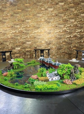 酒店餐桌中间创意装饰摆件大圆桌微景观造景包厢餐桌花摆花桌面