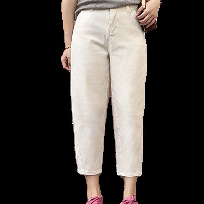 哈伦牛仔裤女大码梨型身材胖MM遮胯显瘦2024夏季新款百搭老爹裤子,淘宝优惠券,粉丝福利购,淘宝优惠卷