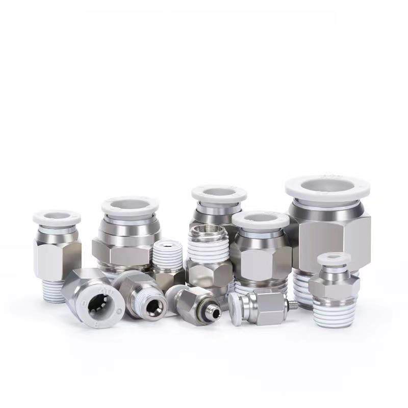 亚德客气动气源迷你螺纹直通气缸快插快速气管气接头PC4 6 8 -M5 - 图1