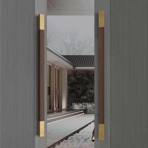 现代简约玻璃大门拉手酒店商铺推拉双开实木大门把手定制logo刻字 - 图3