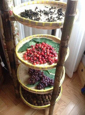 精品手工竹编竹匾簸箕竹制品无孔竹筛子餐厅圆簸箕养蚕宝宝架子