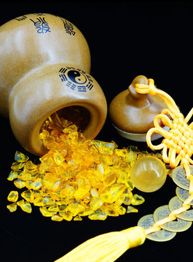 陶瓷避火龙葫芦瓶子天然黄水晶球五帝钱破解厨房西北火烧天门