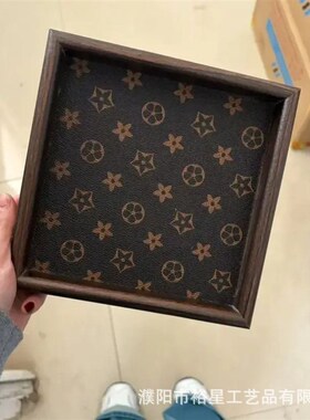 波西米亚风托盘异域客厅桌面收纳首饰收纳玄关家用木质皮革收纳