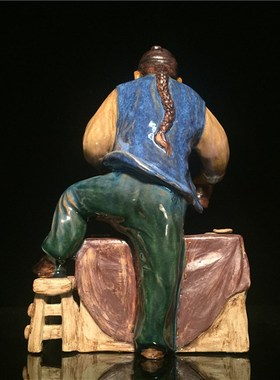 石湾公仔陶瓷创意工艺品客厅摆设大师精品人物送礼品赌神