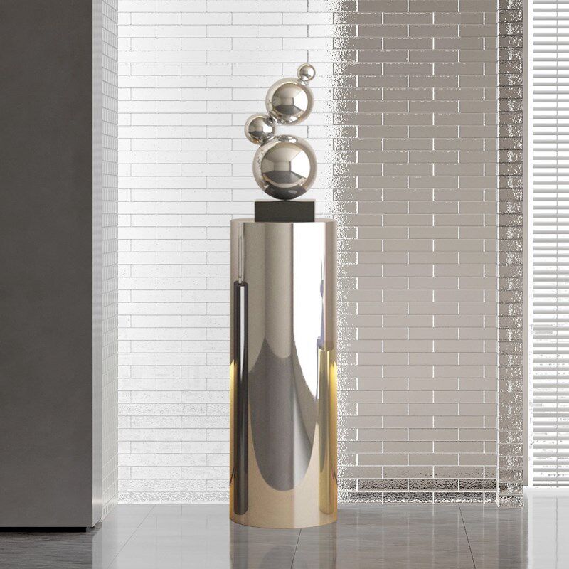 不锈钢圆柱底座样板间客厅玄关壁龛落地摆台店铺橱窗摆件展示台,淘宝优惠券,粉丝福利购,淘宝优惠卷