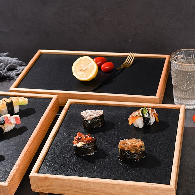 酒店牛排盘木质平盘商用餐厅牛扒盘子天然黑色岩石板创意西餐餐盘,淘宝优惠券,粉丝福利购,淘宝优惠卷