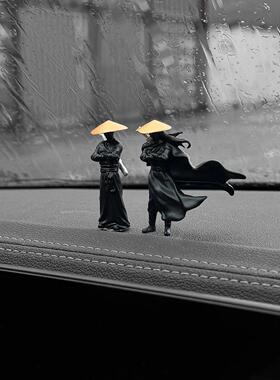 寒江孤影江湖故人侠客风中控台电脑显示屏车内装饰摆件小车载好物