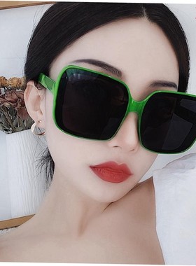 夏天防晒眼镜网红款超大框森林绿色墨镜女圆脸显