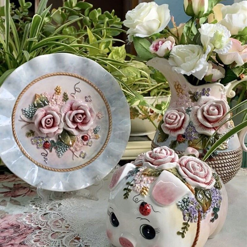 方亚幸福玫瑰猪存钱筒陶瓷储蓄罐零钱罐摆设新居摆件家居饰品礼品,淘宝优惠券,粉丝福利购,淘宝优惠卷