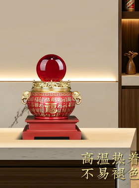 财源滚滚水晶球聚宝盆铜摆件招财