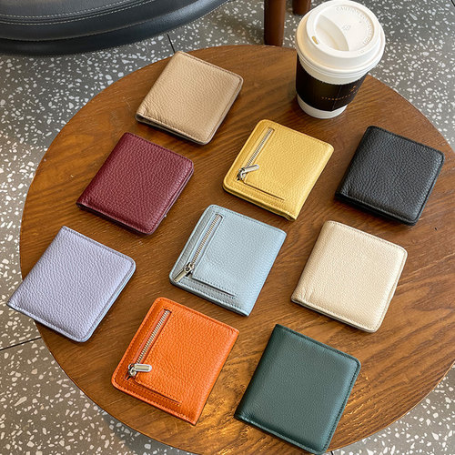 新款钱包女短款百搭薄款两折小巧多卡位小众简约钱夹卡包卡夹 - 图2