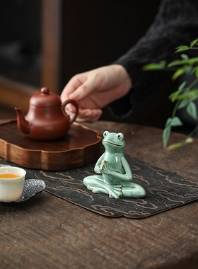 辉道 青蛙瑜伽家居软装饰品卡通摆设酒柜电视柜创意礼物小摆件