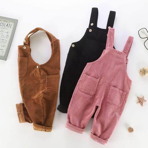 2023秋冬季休闲婴幼儿背带裤男女通用灯芯绒背带裤婴儿 - 图0